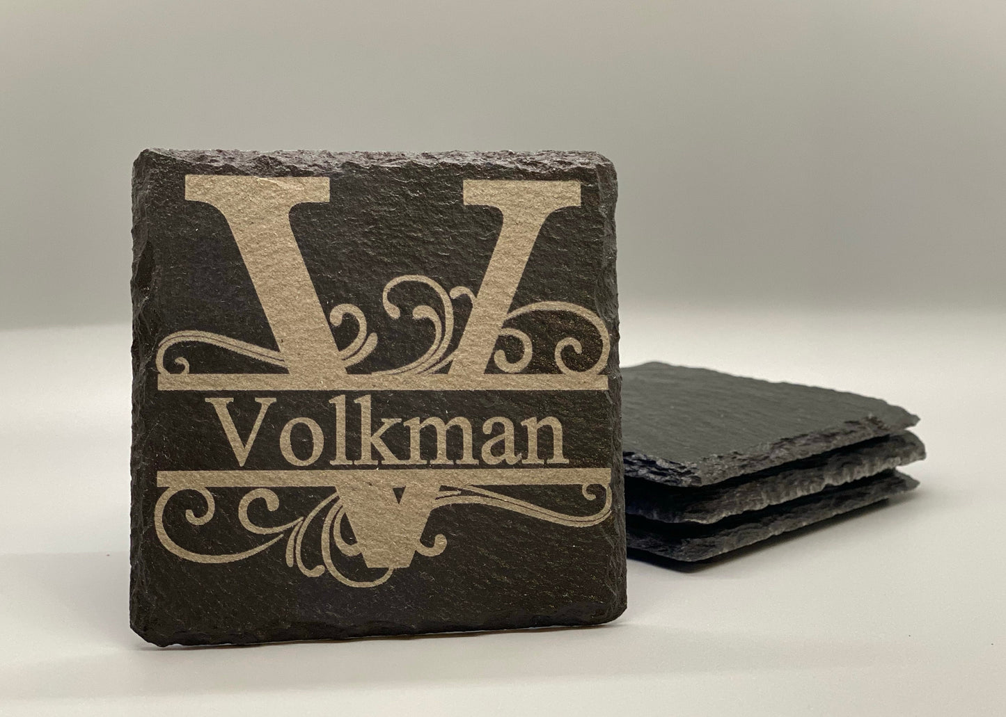 Personalized Engraved Slate Coasters, Set of 4