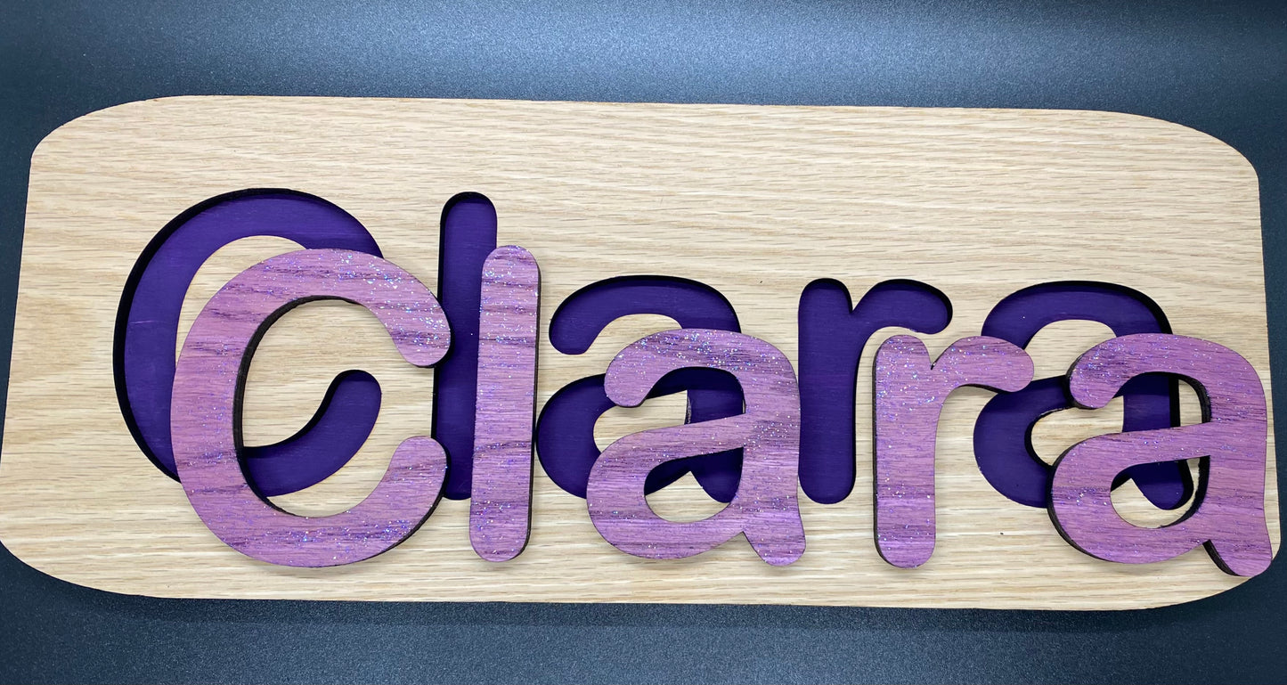 Laser engraved personalized name puzzle