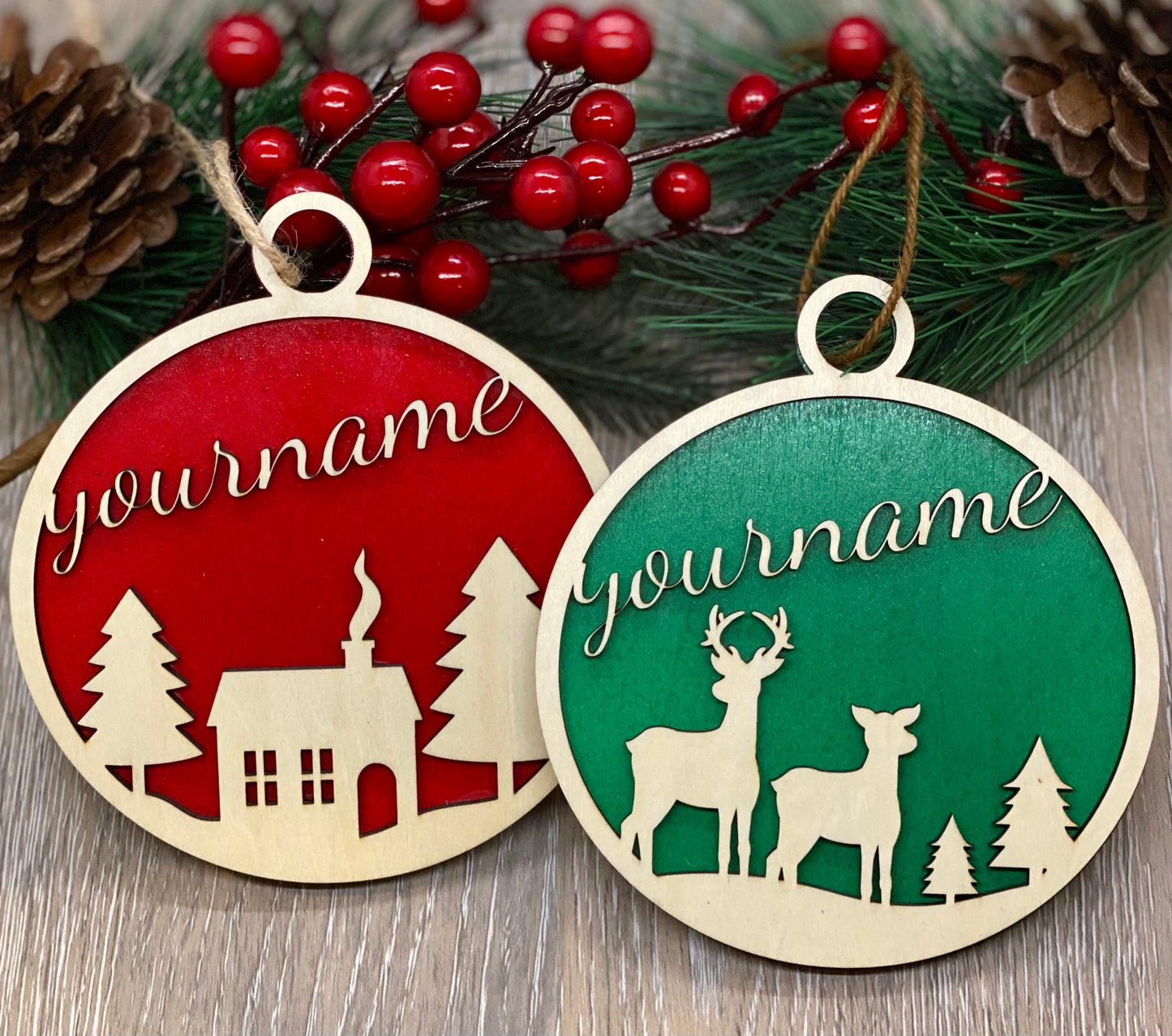 Engraved personalized Christmas ornaments